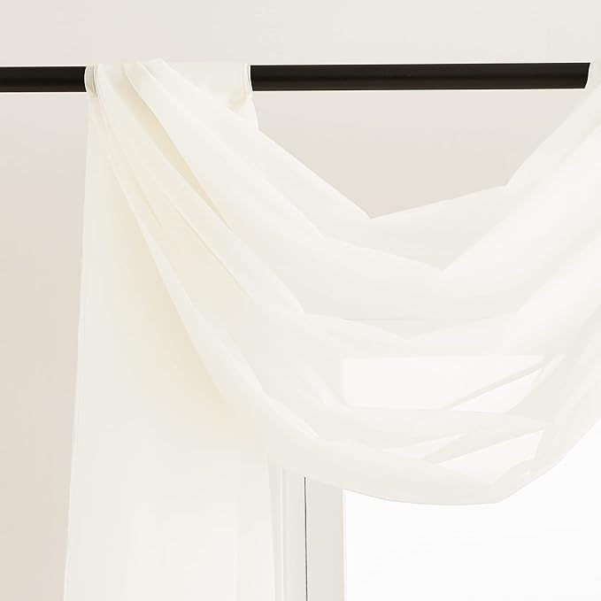 NICETOWN Decorative Scarf Valance for Window - Voile Sheer Bed Canopy Curtain Scarf Valance for Living Room/Bedroom/Ceremony (Light Beige, 1 Panel, W60 x L216)