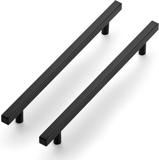 Ravinte Black Cabinet Handles 5 Pack 8-4/5 inch Matte Black Square Cabinet Pulls Kitchen Hardware 11-3/10 inch Overall Length Kitchen Drawer Pulls