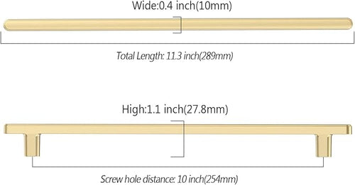 10 Pack 10 Inch(254mm) Kitchen Cabinet Handles Brushed Gold Cabinet Pulls Kitchen Cabinet Hardware Drawer Pulls for Cupboard Wardrobe