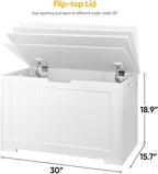 Toy Box Storage Chest for Girls Boys, Wooden Trunk Bench w/Flip-top Lid & Safety Hinge, Kids Play Room Nursery Organizer, Bedroom Storage w/ 100L Storage Area (White)