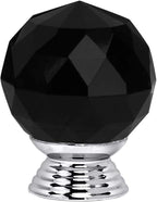 12 Pcs 30mm Round Shape Crystal Glass Cabinet Knobs with Screws Drawer Knob Pull Handle Used for Kitchen, Dresser, Door, Cupboard(Black)