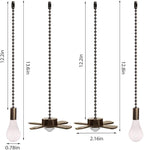 Ceiling Fan Pull Chain, Fan Pulls Set with Connector, 2 PCS 12 Inches Beaded Ball Fan Pull Chain -Bronze