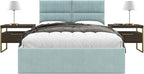 Vänt Upholstered Wall Panels - Queen/Full Size Wall Mounted Headboards - Ribbed Iceland Blue - Set of 4 Panels (Each Individual Panel 30"x11.5")