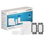 Lutron Caseta Deluxe Smart Light Switch Kit w/ Wall Plate and Smart Hub, Compatible w/ Alexa, Apple Home, Google Home, Single-Pole/3 Way, 5 Amp, P-BDG-PKG2WS-WH