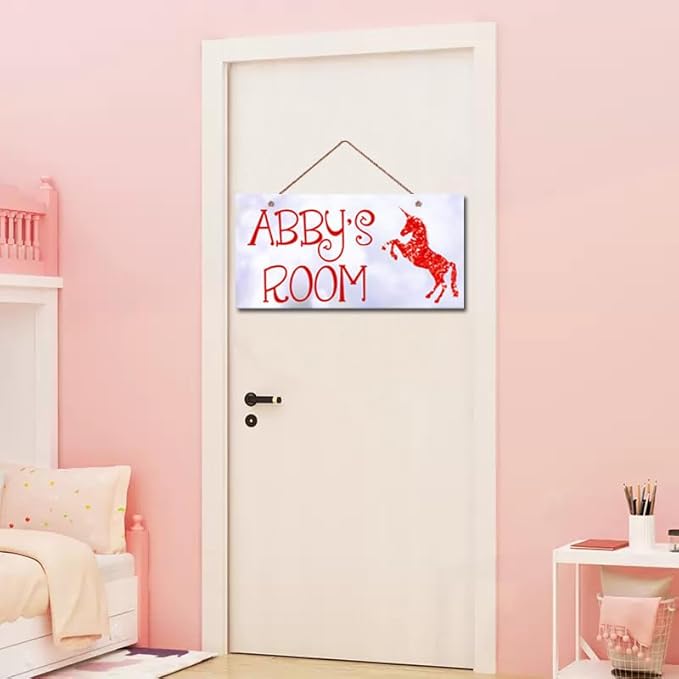 Personalized Red Unicorn Sign, Unicorn Rainbow Girls Room Wall Decor Unicorn Rainbow Motivational for Kids Room Boys Bedroom Nursery