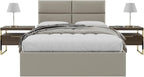 Vänt Upholstered Wall Panels - Queen/Full Size Wall Mounted Headboards - Vintage Leather Dusty Taupe - Set of 4 Panels (Each Individual Panel 30"x11.5")
