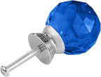 12 Pcs 30mm Round Shape Crystal Glass Cabinet Knobs with Screws Drawer Knob Pull Handle Used for Kitchen, Dresser, Door, Cupboard（Blue）