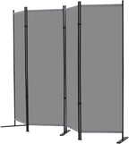 RANTILA 4 Panel Room Divider, 6 FT Folding Privacy Screen with Wide Feet, Freestanding Partition for Room Separation, Portable Room Divider Panel, 89" W x 71" H, Grey