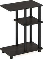 Furinno Turn-N-Tube C-Shape Sofa Side Table, Espresso/Black, Plastic Pole Without Caster