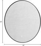 32" LED Backlit Bathroom Vanity Mirror, Wall Mounted Round Makeup Shaving Mirror with 45° Beveled Metal Frame Design, HD Waterproof&Explosion-Proof Smart Mirror, Memory Function, Black