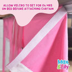Max & Lily Underbed Curtain for Low Bunk Bed/Low Loft Bed, Princess Play Curtain for Kids, Cotton Privacy Curtain for Bottom Bunk, 2 Panel Curtain Set, Light Pink/Gold