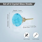 Perilla Home Set of 6 Knobs - Premium Blue Crystal Bubble Knobs Handles - Modern Decorative Glass Knobs for Home Decor, Kitchen, Cabinet, Hardware, Cupboard, Door, Dresser, Wardrobe and Drawer Pulls