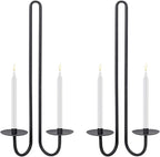 Wall Sconce Candle Holder Metal Hanging Wall Decorations for Home,Living Room, Bathroom, Dining Room, Set of 2（Black