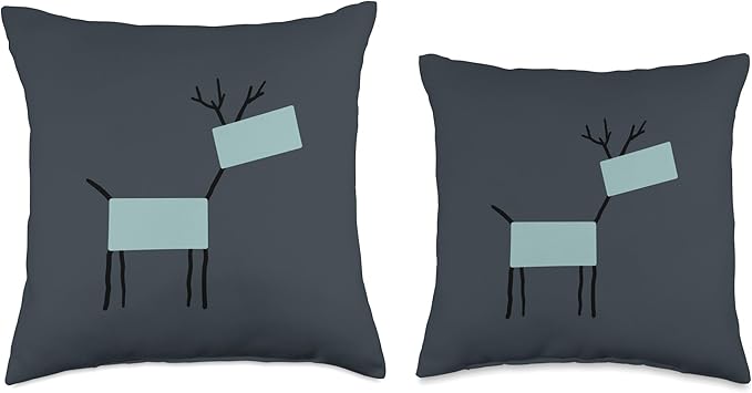 Cute Scandinavian Animals Designs Chic Deer Moose Scandinavian Elk Minimalism Reindeer Throw Pillow, 16x16, Multicolor