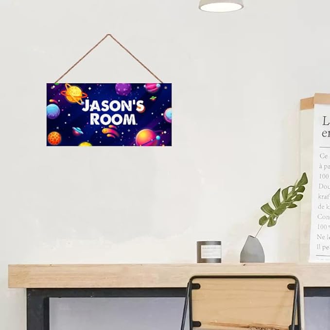 Personalized Sign, Stars Signs,Custom Name Sign,Wall Door Sign For Boys Room, Nursery Art For Kids Room Outer Space Theme Decor Astronaut Stickers For Girls Bedroom Little Man Cave