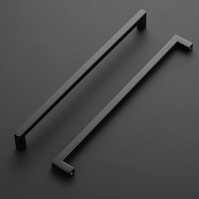 Ravinte 20 Pack Black Cabinet Pulls 12-3/5 Inch Square Kitchen Cabinet Handles Matte Black Kitchen Hardware for Drawer Pulls Drawer Handles Come with Screwdriver