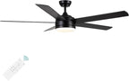 YUHAO 60 Inch Black Ceiling Fan with Light and Remote Control.Noiseless,Dimmable,3CCT,6 Speeds Reversible, DC Ceiling Fans for Indoor or Covered Outdoor