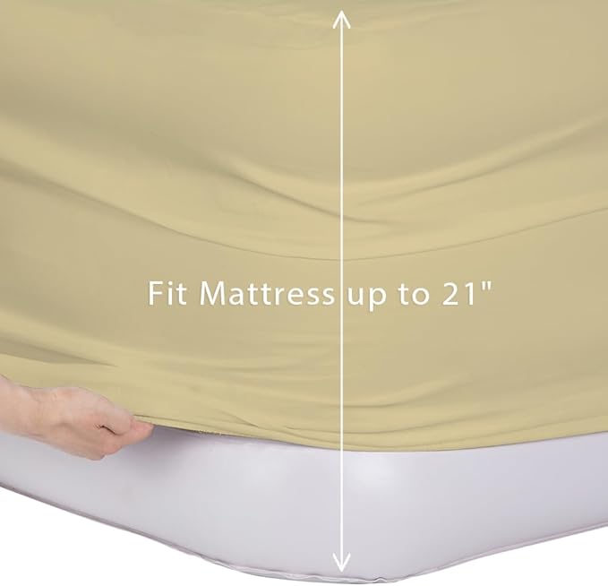 Bedecor Air Bed Sheets for Mattress Cover Removable Bed and Elastic Band Super Soft and Breathable & Deep up to 21" Beige Twin
