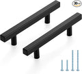 JOY DECOR 30 Pack 3-3/4 Inch Matte Black Square Cabinet Handles Stainless Steel Cabinet Hardware Pulls for Kitchen and Drawers with 6 Inch Overall Length