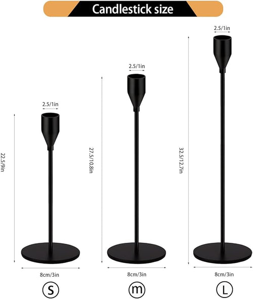 48 Pack Candle Holders Taper Candle Holders Tall Metal Candle Stands Holders for Table Centerpiece Modern Pillar & Home Wedding Decor, Matte Black