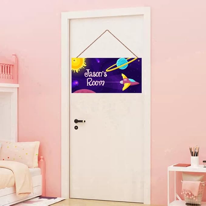 Personalized Fantasy Decor for Boys Room Outer Space Theme Room Decor for Nursery,Spacecraft Wall Art Decor for Kids Room Gilrs Bedroom Little Man Cave