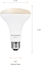 SYLVANIA Wifi LED Smart Light Bulb, 65W Equivalent Dimmable Soft White BR30, Compatible with Alexa and Google Home Only - 4 Pack (75689)