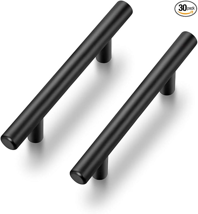 Ravinte 30 Pack | 5 Inch Cabinet Pulls Matte Black Stainless Steel Kitchen Drawer Pulls Cabinet Handles 5 InchLength, 3 Inch Hole Center