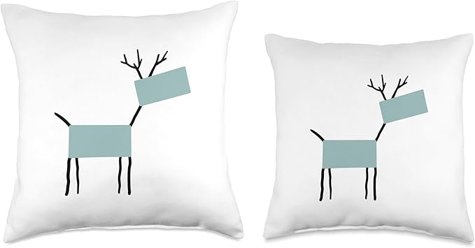 Cute Scandinavian Animals Designs Chic Deer Moose Scandinavian Elk Minimalism Reindeer Throw Pillow, 16x16, Multicolor