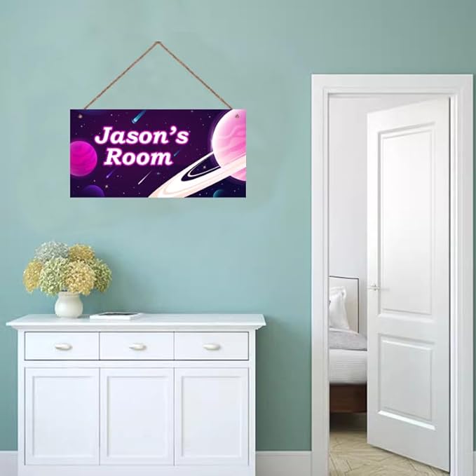 Personalized Sign Outer Space Wall Décor Boys Room Decor, Universe Theme Little Man Cave Wall Art Decor for Nursery, Planet Nursery Door Decor for Toddler Baby Kids Room
