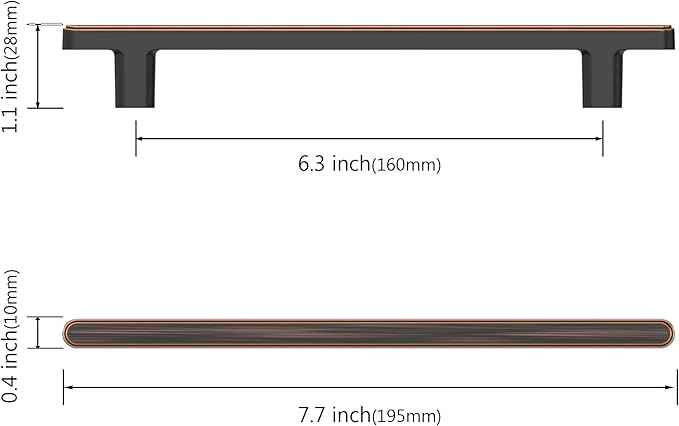 10 Pack 6.3 Inch(160mm) Kitchen Cabinet Handles Oil Rubbed Bronze Cabinet Pulls Kitchen Cabinet Hardware Drawer Pulls for Cupboard Wardrobe