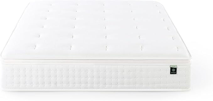ZINUS 12 Inch Euro Top Pocket Spring Hybrid Mattress, King, Pressure Relief, Pocket Innersprings for Motion Isolation, Mattress in A Box
