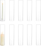 Hewory Hurricane Glass Candle Holders: 10 PCS Clear Open Ended Cylinder Candle Holder Sleeve for Candlestick Holders - Taper Candle Holder Bulk for Wedding Christmas Centerpiece Decor (D 2.5" x H 11")