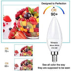 Vinaco E12 LED Bulb, 6 Pack E12 Candelabra Bulb 4 Watt Warm White 3000K, High Brightness 400LM & 25000+ Long Lifespan Bulb, E12 Candelabra Base Light Bulb for Ceiling Fan Light Bulb
