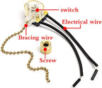 Ceiling Fan Switch Zing Ear ZE-109 Two-Wire Light Switch with Pull Cords for Ceiling Light Fans Lamps and Wall Lights Pull Chain Switch Control Replacement On-Off,2 Pcs (Nickel)