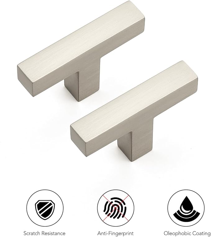 Ravinte 10 Pack Solid Single Hole Slim Square Bar Dresser Drawer Handles Kitchen Cabinet Handles Brushed Nickel Drawer Pulls Kitchen Cabinet Hardware Pulls