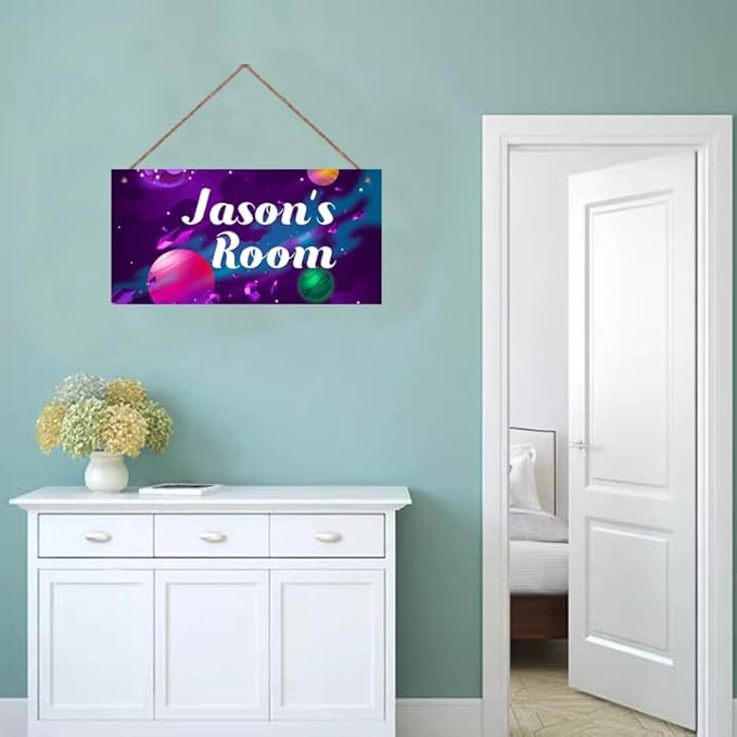 Personalized Stars Sign Customized Galaxy Signs Wall Art Decoration Exquisite Decorative Signs for Girls Bedroom Door Decor For Kids Room Outer Space Themed Nursery Decor For Boys Room