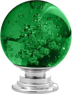 12 Pcs 30mm Round Shape Bubble Crystal Glass Cabinet Knobs with Screws Drawer Knob Pull Handle Used for Kitchen, Dresser, Door, Cupboard (Dark Green)