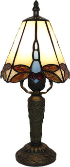 Tiffany Small Table Lamp 3-Way Color Temperatures Dragonfly Stained Glass Table Lamps for Living Room, Bedroom Bedside Nightstand Night Light Home Office Desk Lamp+LED Bulb,6X6X12.5Inch
