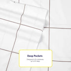 Queen Sheets Window Pane White - 6 Piece 1500 Supreme Collection Fine Brushed Microfiber Deep Pocket Queen Sheet Set Bedding - 2 Extra Pillow Cases, Great Value, Queen, Window Pane White