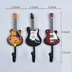 KUNGYO Vintage Guitar Shaped Decorative Hooks Rack Hangers for Hanging Clothes Coats Towels Keys Hats Metal Resin Hooks Wall Mounted Heavy Duty (3-Pack) (Guitar Hook-B)