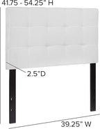 Flash Furniture Bedford Box Stitch Tufted Upholstered Twin Size Headboard in White Fabric