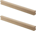 2Pcs Unfinished Beech Wood Solid Furniture Pulls,Unpainted Paintable Wooden Cupboard Closet Drawer Handle Pull,Length 11.81",Hole Dis.8.82"