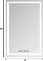 Fab Glass and Mirror LED Mirror 30x60 Inches, Led Bathroom Mirror with Lights Front and Backlit Anti-Fog Memory Brightness, Three Color Options Frameless Wall Mounted Bathroom Vanity Mirror