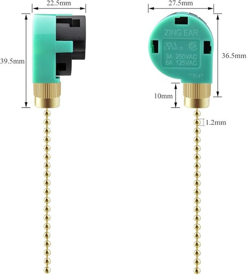 3 Pack Ceiling Fan Switch 3 Speed 4 Wire Zing Ear ZE-268S6 Fan Pull Chain Switch Replacement Speed Control Switch for Ceiling Fan Light, Wall Lamps, Cabinet Light (Multicolored)