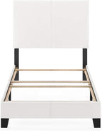 Furinno FB19821TWH Pessac PU Leather Upholstered Platform, Twin, White
