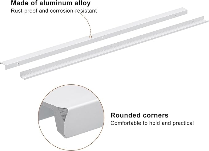 uxcell Cabinet Finger Edge Pull, 5pcs 800mm / 31.5" Aluminum Alloy Back Mount Hidden Cabinet Pulls Concealed Handle for Home Kitchen Drawer Cabinet, Silver
