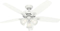 Hunter Fan Company 53236 Hunter Builder Plus Indoor Ceiling Fan with Lights and Remote Control, 52", Snow White Finish