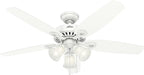 Hunter Fan Company 53236 Hunter Builder Plus Indoor Ceiling Fan with Lights and Remote Control, 52", Snow White Finish