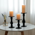 Matte Black Pillar Candle Holders Set of 3-10", 8", 6”H Candlestick Candle Holders Stand, Home Coffee Table Decor Decorations Centerpiece for Dining/Living Room