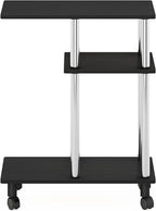 Furinno Turn-N-Tube C Shaped Side Table with Casters, Americano/Stainless Steel